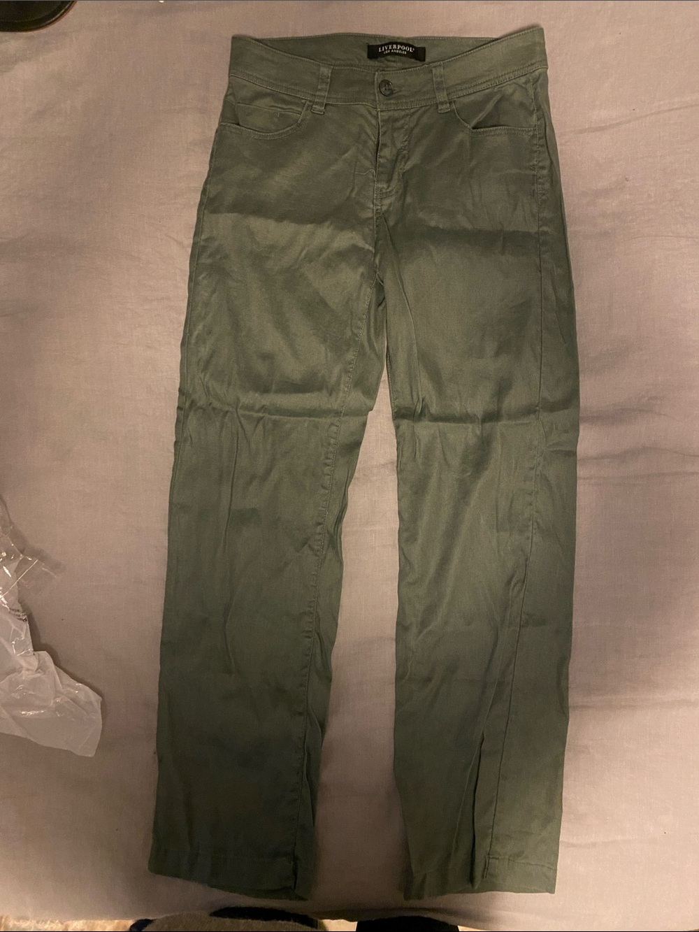 Liverpool Los Angeles linen/rayon Straight women’s Pants - Olive Green